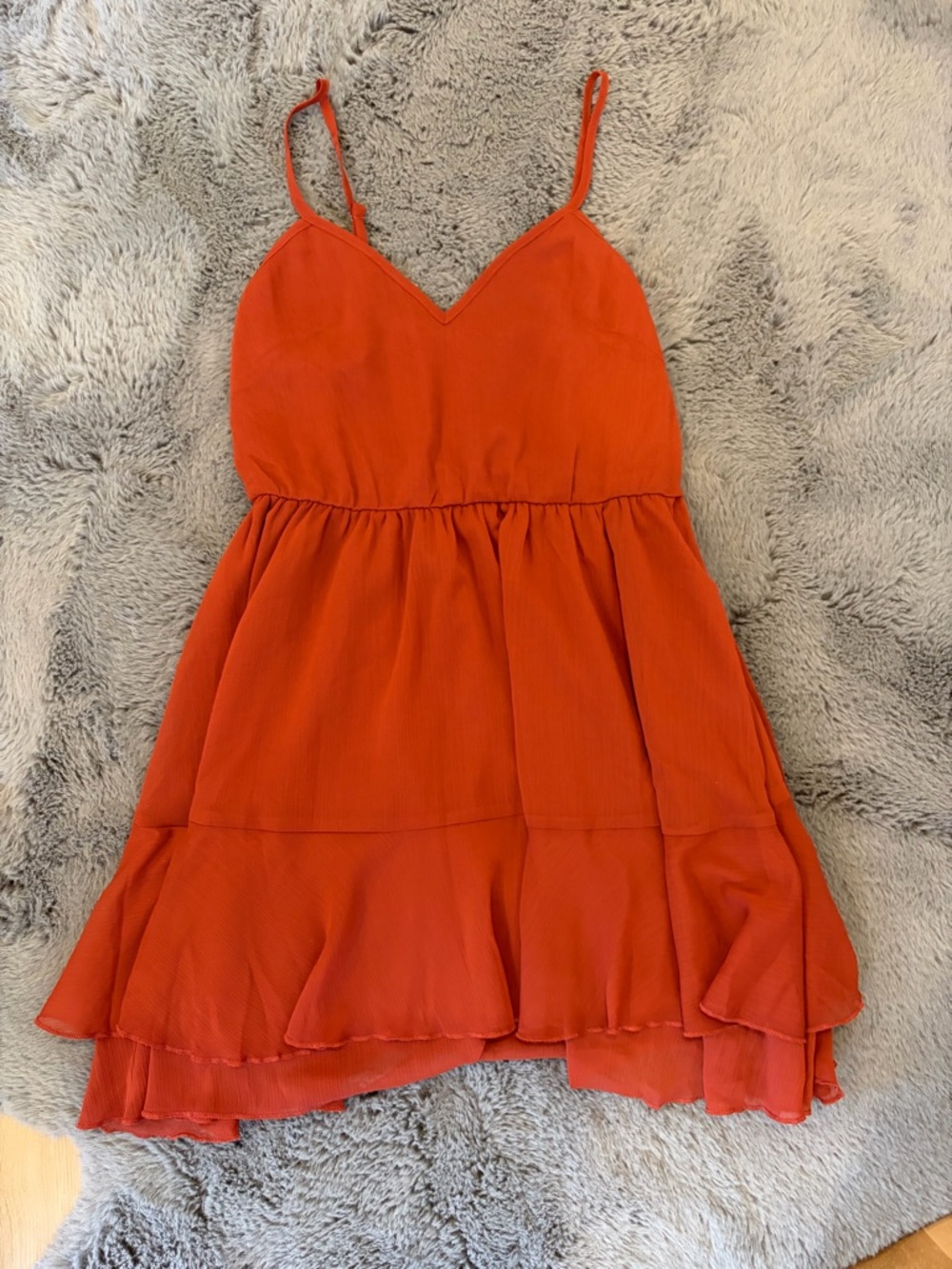 Commense Red-Orange Strap Tiered Mini Dress with Cape! NWT